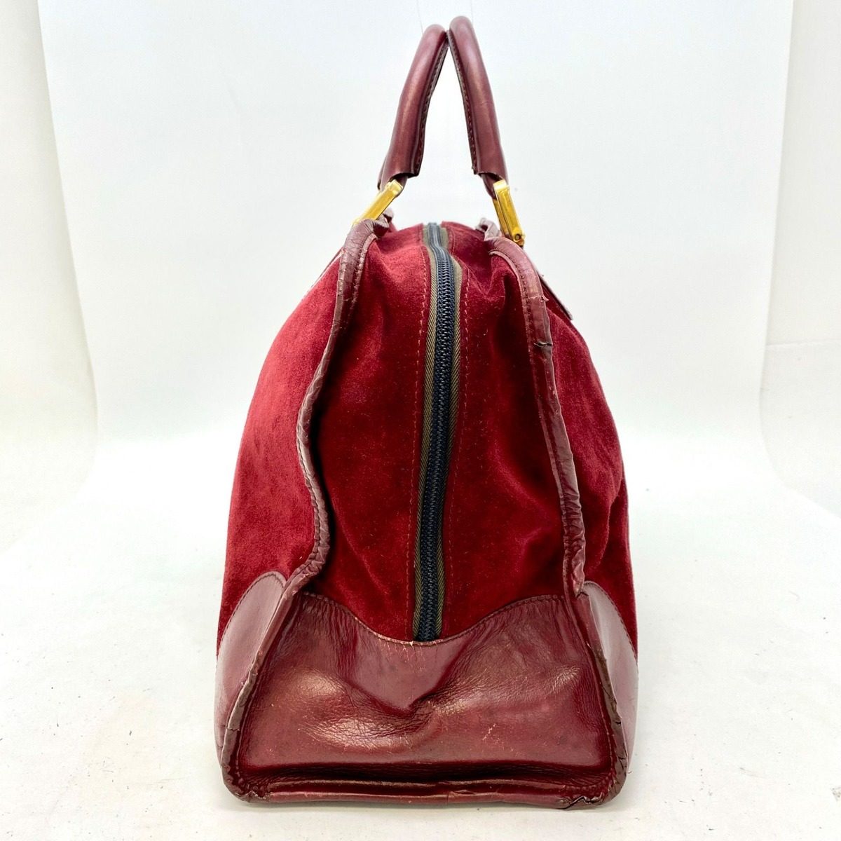 Loewe Handbag Suede Anagram Boston Gold Travel Business — view 3