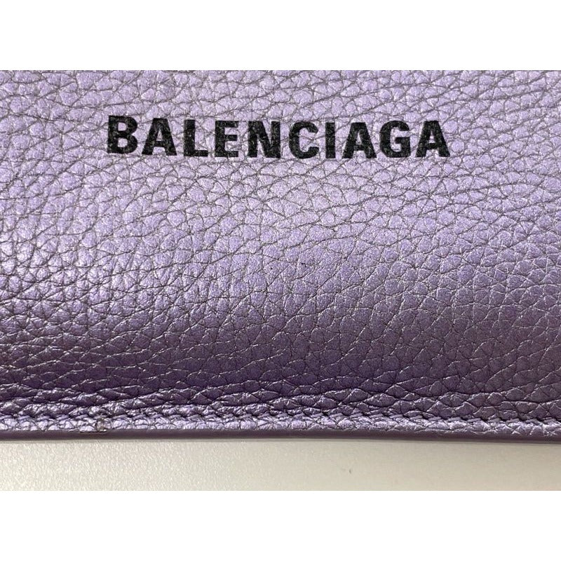 Balenciaga Leather Coin Case Metallic Purple — view 6