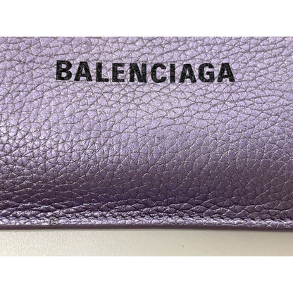 Balenciaga Leather Coin Case Metallic Purple — view 6