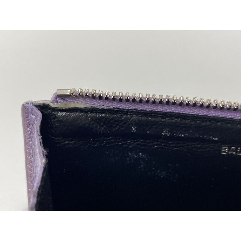 Balenciaga Leather Coin Case Metallic Purple — view 7