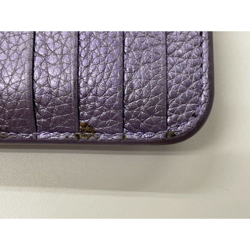 Balenciaga Leather Coin Case Metallic Purple — view 8
