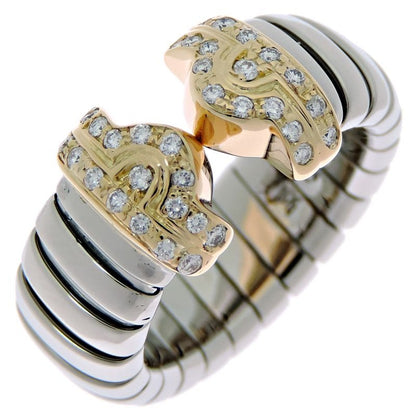 Bvlgari Serpenti Stainless Steel and 18K Yellow Gold Ring