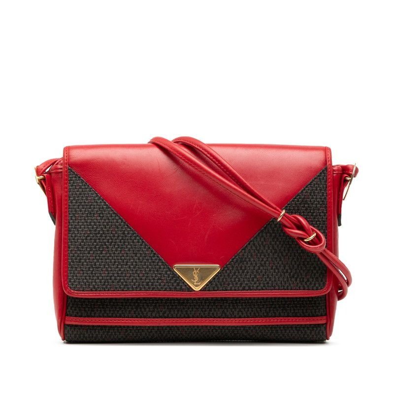 Saint Laurent Crossbody Shoulder Bag Red Multicolor Leather