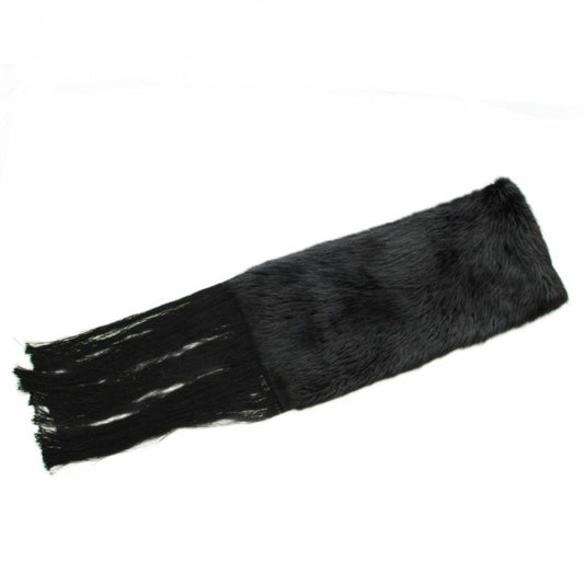 Gucci Tippet Scarf Shawl Fur Beaver Silk Fringe Black