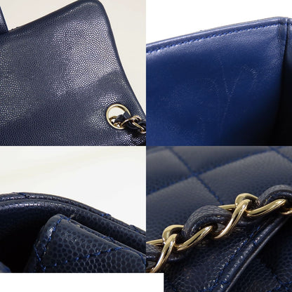 Chanel Mini Quilted Navy Gold Caviar Leather Chain Shoulder Bag 20 — view 7