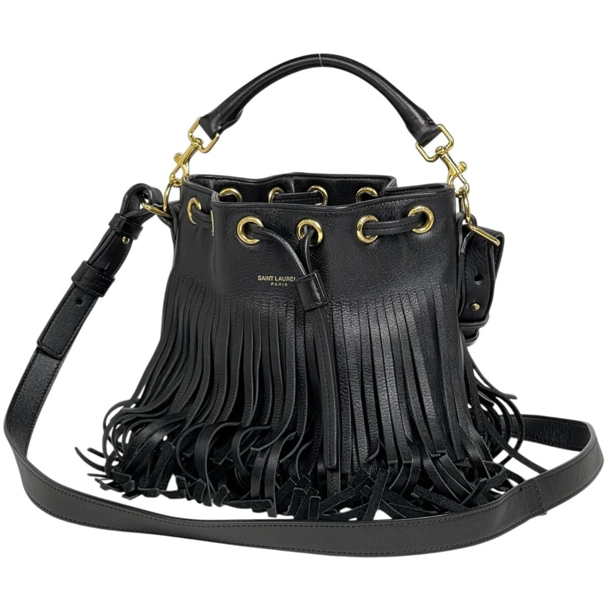 Saint Laurent Paris Emmanuel Logo 2-Way Shoulder Bag Fringe