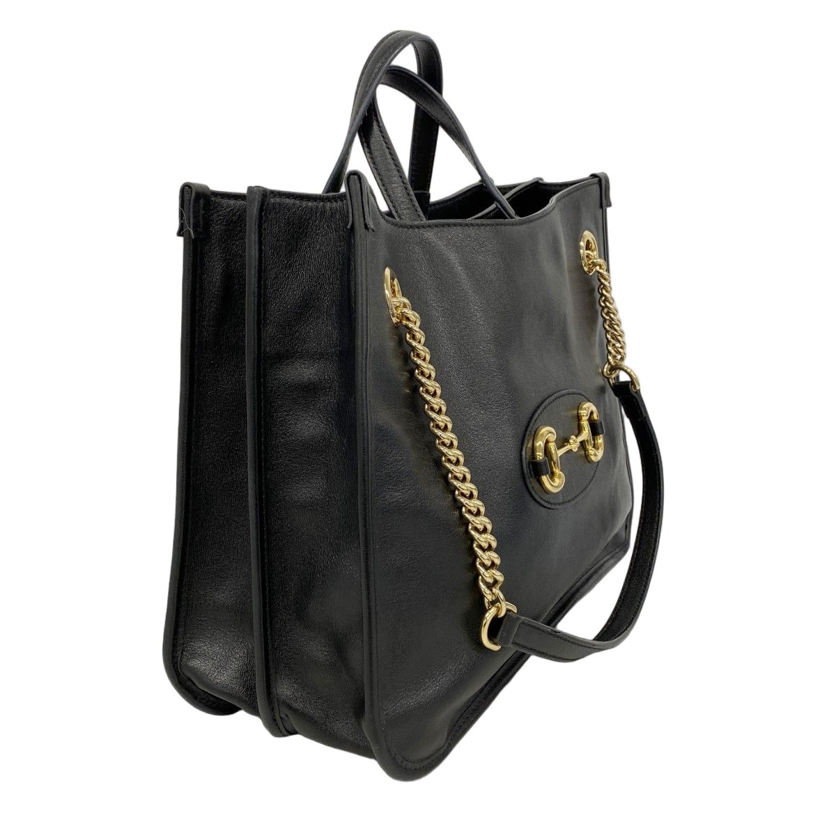 Gucci Tote Horsebit Leather Black Gold 2-Way — view 2