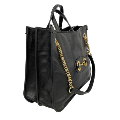 Gucci Tote Horsebit Leather Black Gold 2-Way — view 2