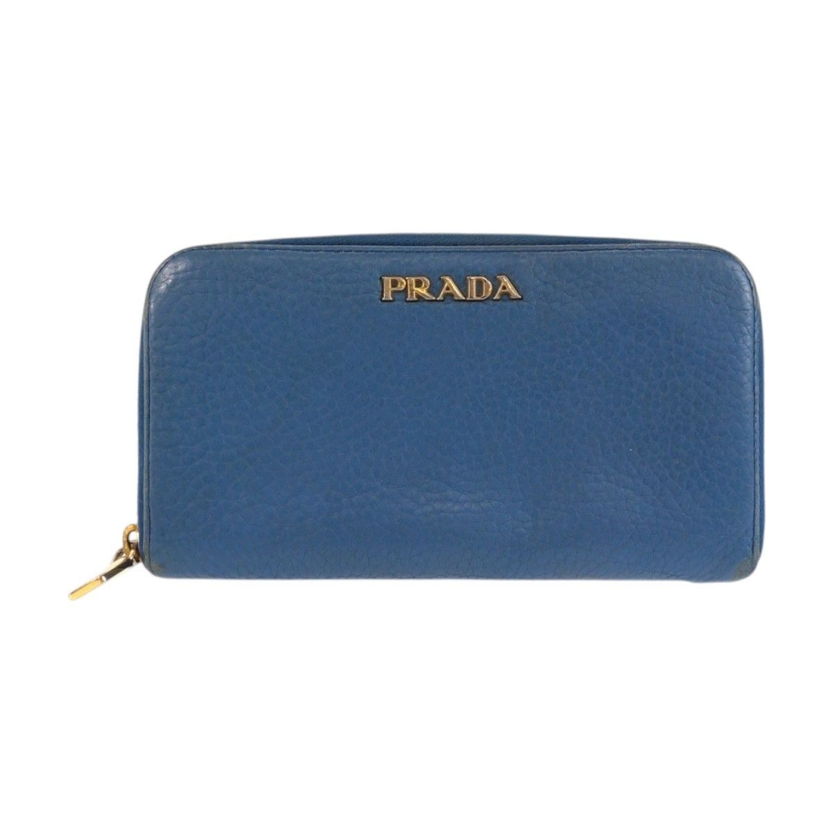 Prada Blue Gold Leather Wallet