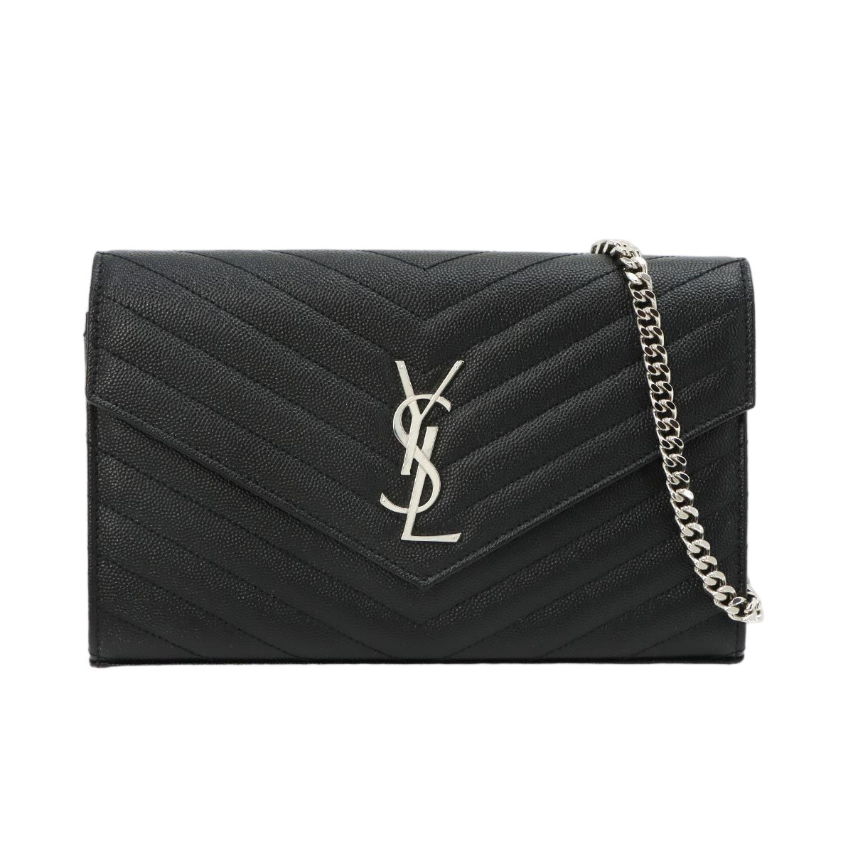 Saint Laurent Cassandra Classic Chain Wallet Leather Black