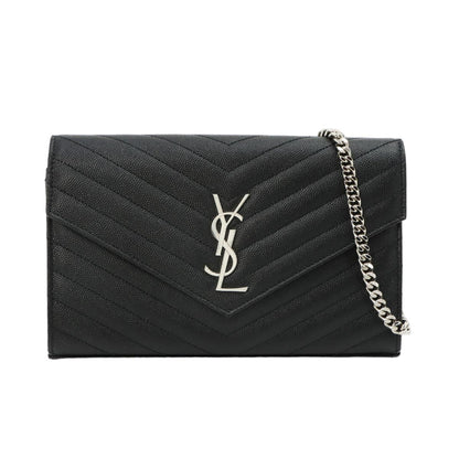 Saint Laurent Cassandra Classic Chain Wallet Leather Black