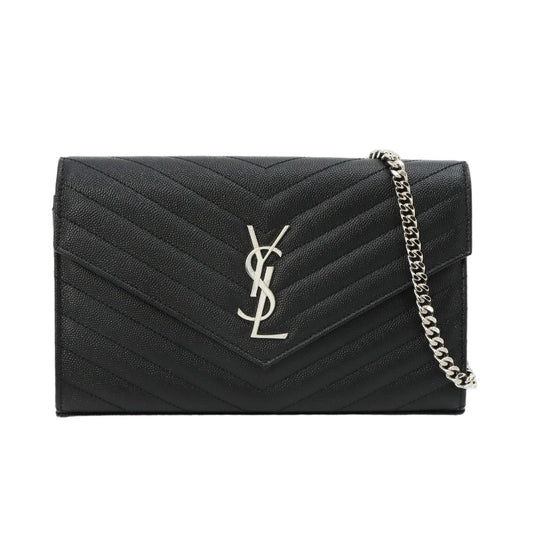 Saint Laurent Cassandra Classic Chain Wallet Leather Black
