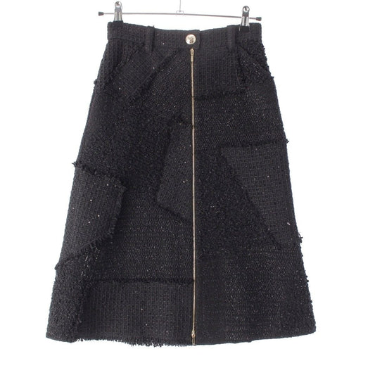 Chanel U-le Cotton Twi Doco Button Patchwa Kuska Tobotoms Semif Black 34 Dress
