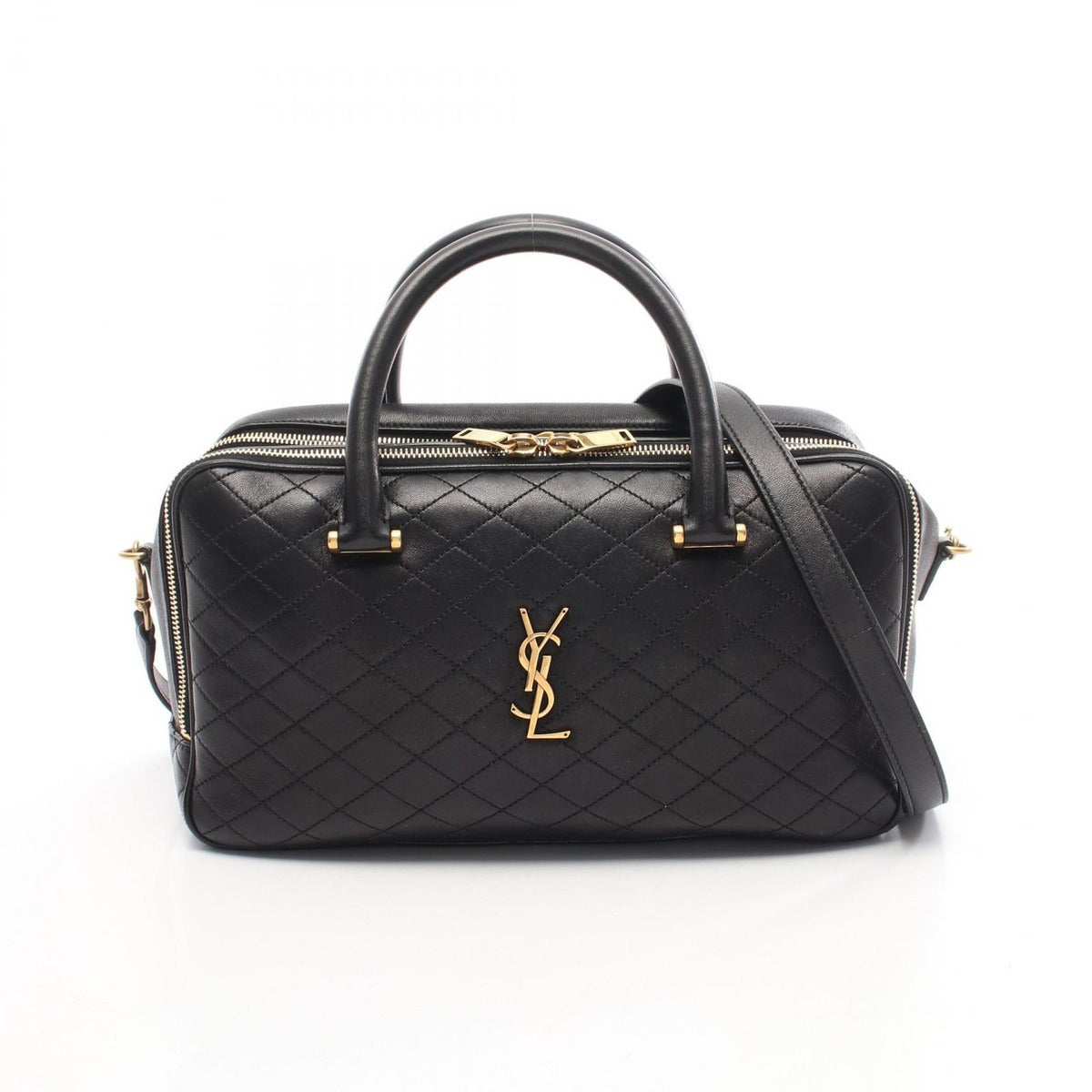 Saint Laurent Paris Handbag Rear Duffle Black Leather 2-Way