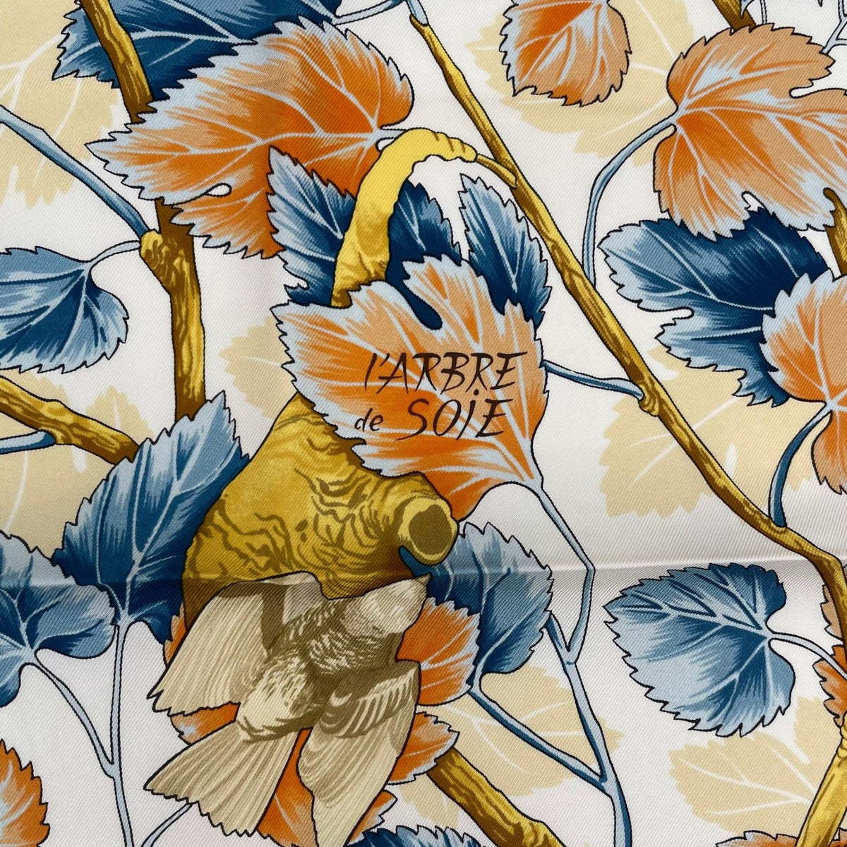 Hermes Scarf Silk Carre 90 L'arbre de Soie Tree Mulberry and Silkworm — view 6