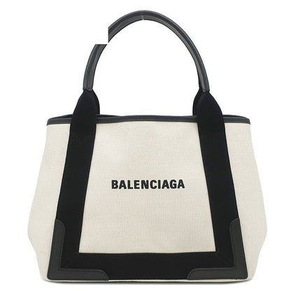Balenciaga Tote Bag Navy Cabas S Canvas Leather Natural Black Silver White Logo