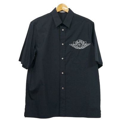 Dior Air Nike Chest Logo Cotton Short Sleeve Shirt 38 Navy Blue