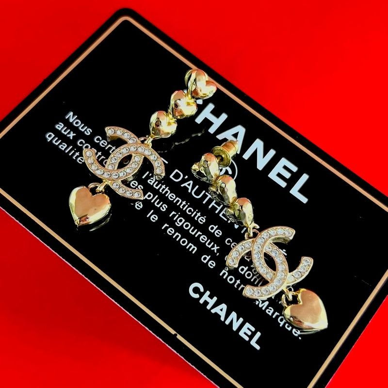 Chanel Coco Mark Heart Motif Earrings Accessories Small 23BP