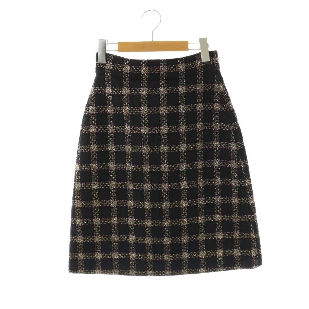 Gucci Lame Tweed Check Skirt Knee Length 36 Multicolor Black Pink SS Os Sh