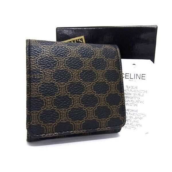 Celine Macadam Pattern Coin Case Purse Brown