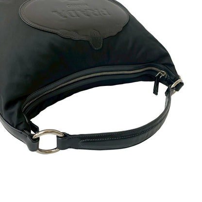 Prada Log Nylon Leather Shoulder Bag Tote — view 4
