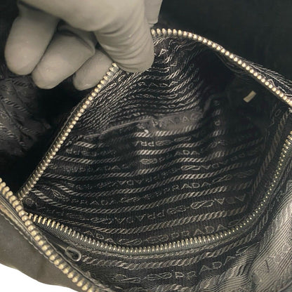 Prada Log Nylon Leather Shoulder Bag Tote — view 10