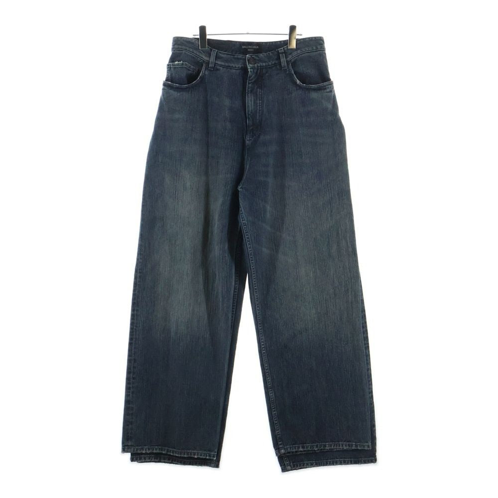 Balenciaga Double Front Wide Leg Jeans Denim Pants Indigo