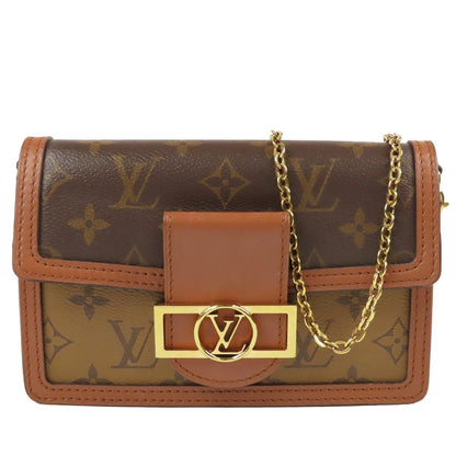 Louis Vuitton Reverse Portefeuille Dauphine Brown Monogram Chain Wallet