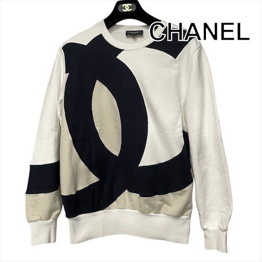 Chanel CC Logo Sweatshirt Tre Long Sleeve White Cotton 40