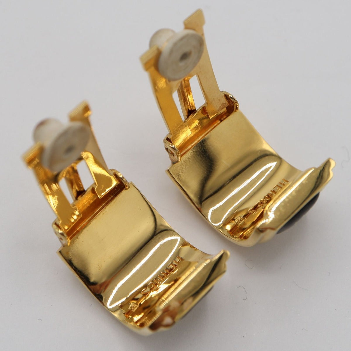 Hermes Enamel Earrings Cloisonne Black Gold — view 2