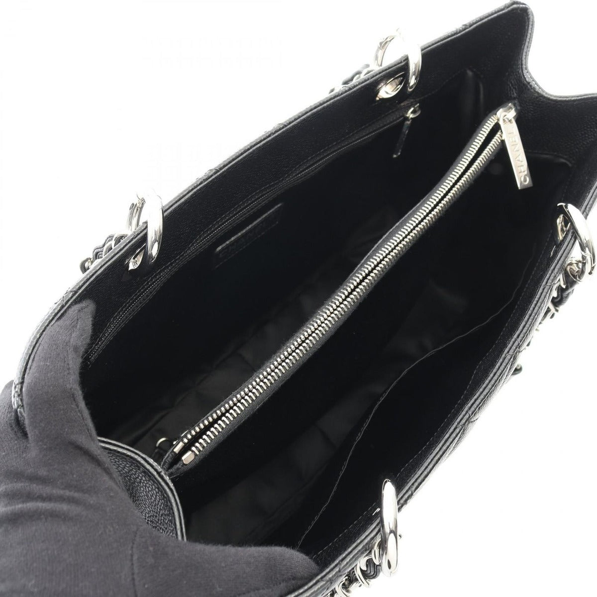 Chanel Tote Quilted Grand Shopping GST Black Caviar Leather — view 3