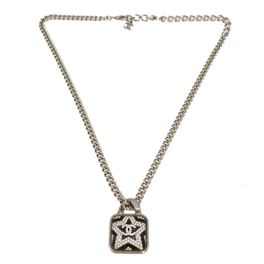 Chanel A23 K Coco Mark Metal Stone Star Pendant Necklace 1449