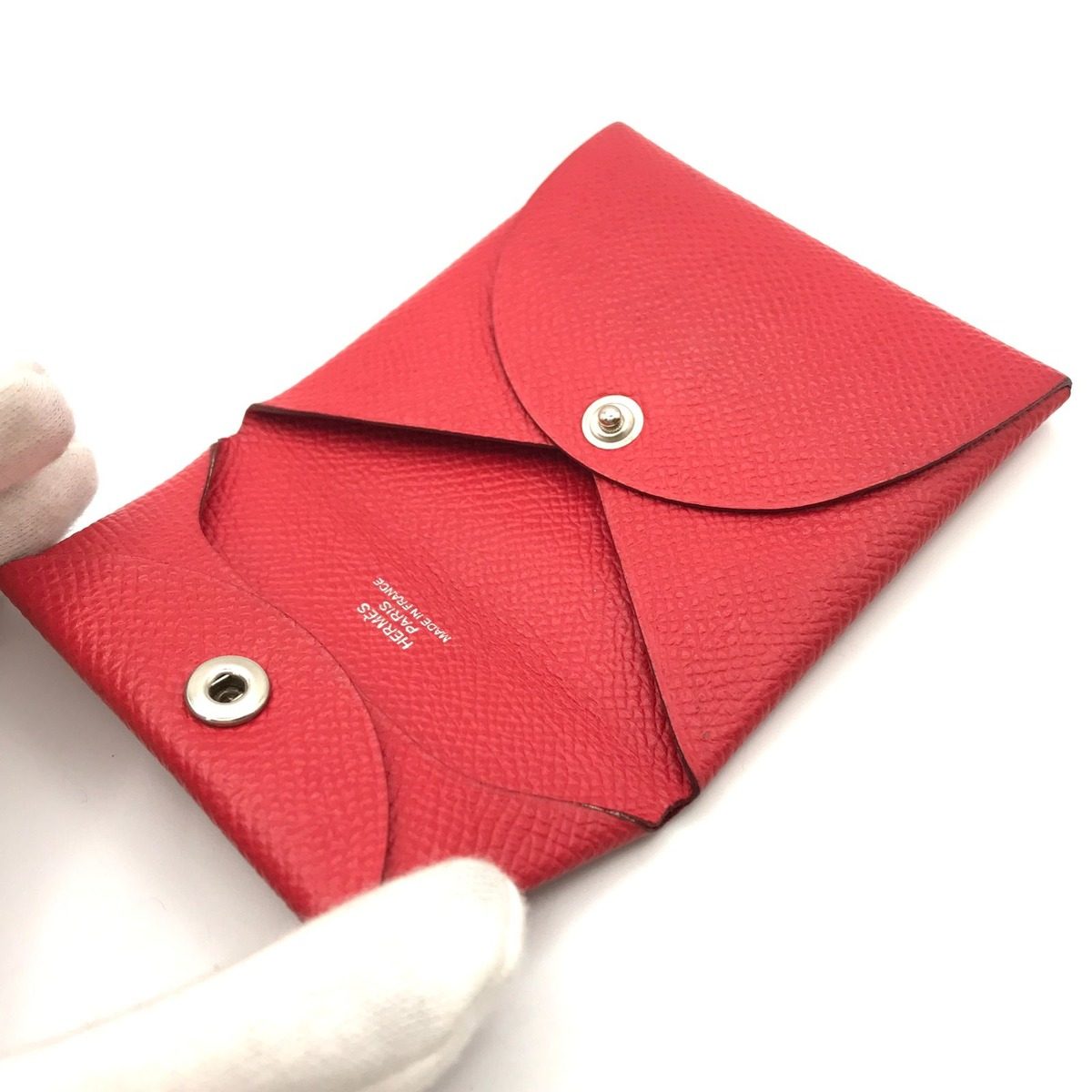 Hermes Bastia Evelyne Red Shikaku Coin Case — view 5