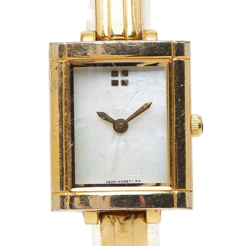 Saint Laurent Bangle Watch Shell Dial Plated Bracelet