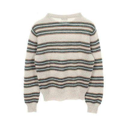 Brunello Cucinelli Knit Border Crew Neck Wool Sweater — view 2