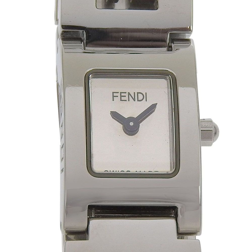 Fendi Logo Stainless Steel Quartz Analog Display Silver Dial Watch