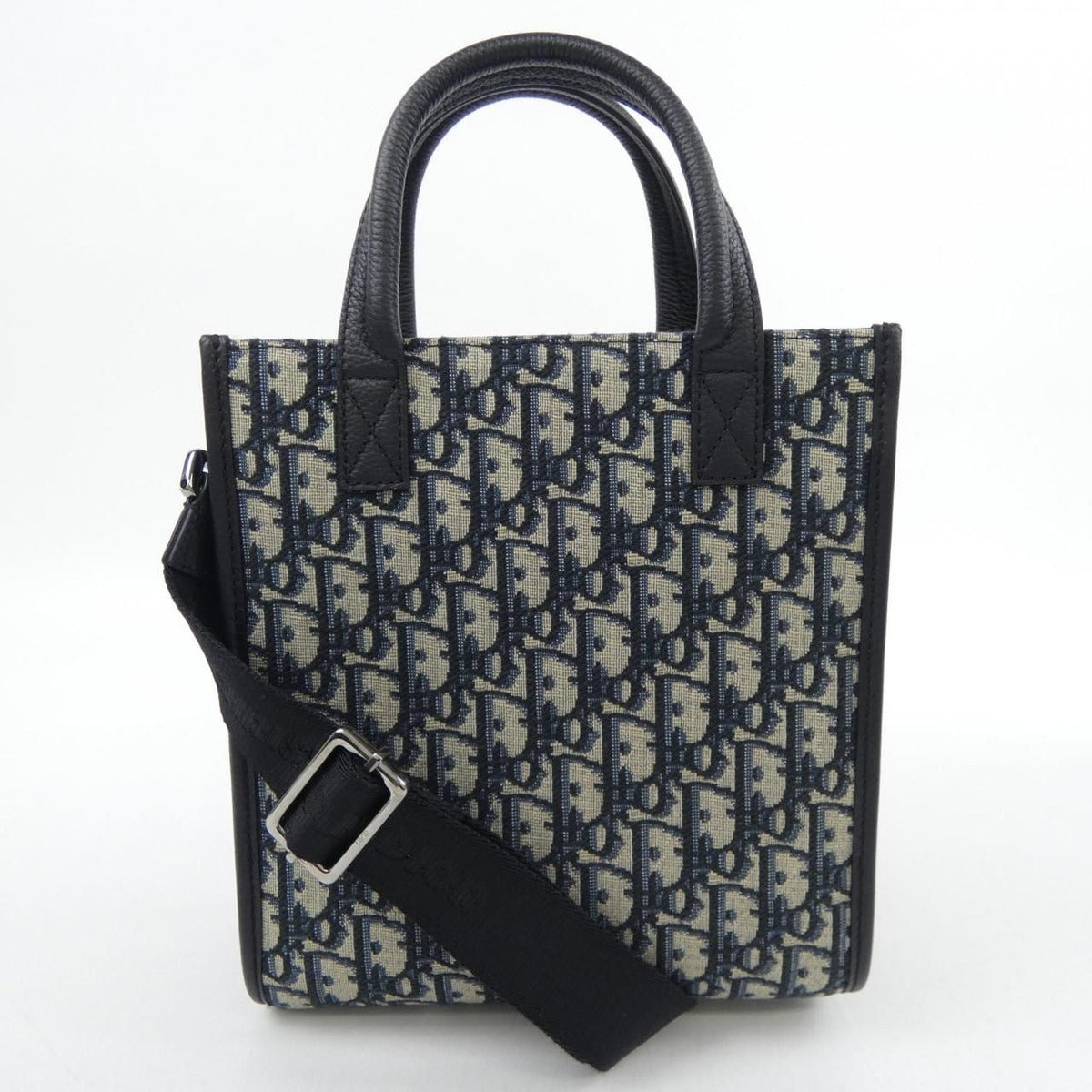 Dior Safari North South Mini Tote Oblique Black Jacquard Navybased Beige — view 3