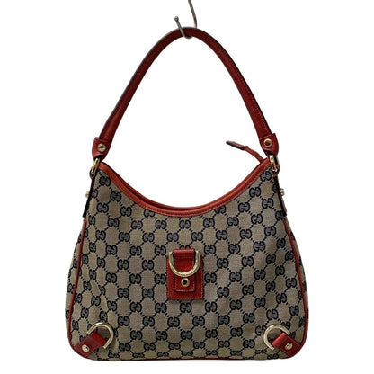 Gucci Handbag Abbey GG Pattern Beige Navy Red Leather