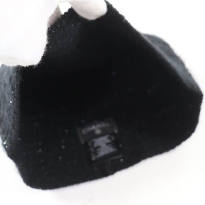 Chanel Cashmere Silk CC Logo Knit Cap Beanie Hat Black Lame — view 7