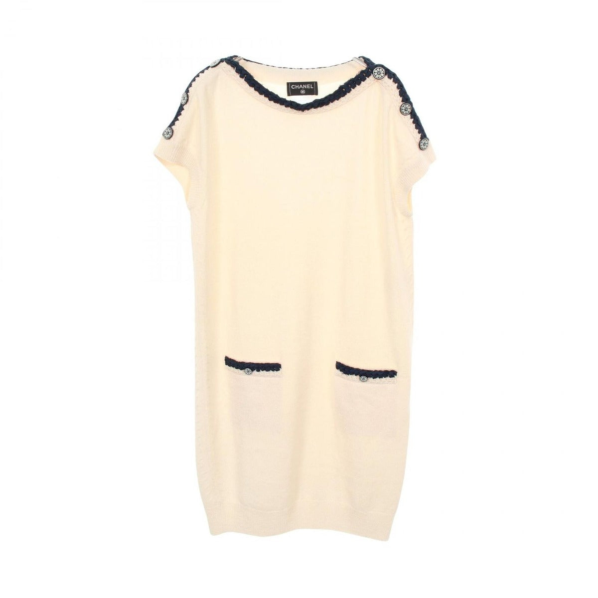 Chanel Dress CC Logo Button Wool Knit