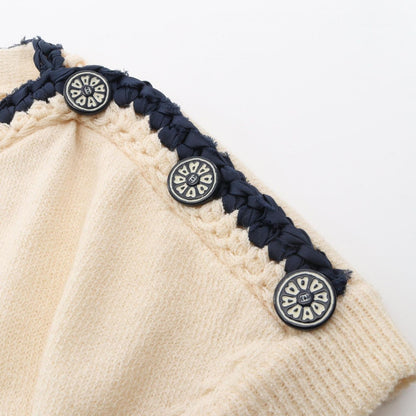 Chanel Dress CC Logo Button Wool Knit — view 6