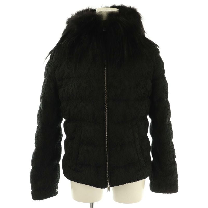 Prada Fur Down Jacket Outer Zip Up 38 Black Nr OS