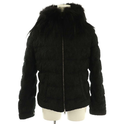 Prada Fur Down Jacket Outer Zip Up 38 Black Nr OS