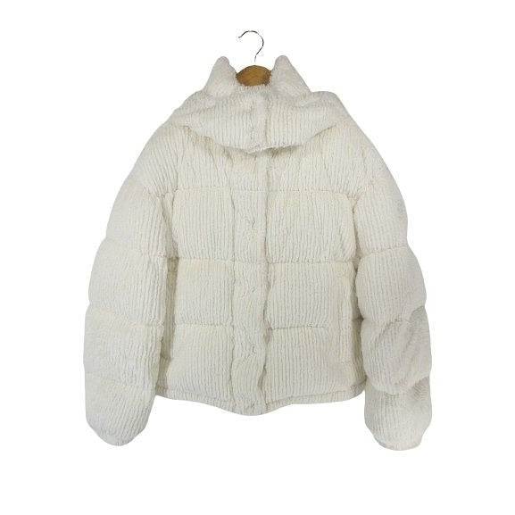 Moncler Down Jacket Hooded Corduroy Long Sleeve 00 White Qqq