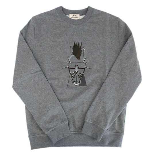 Hermes Crew Neck Sweatshirt Dark Gray M Cotton Long Sleeve Top