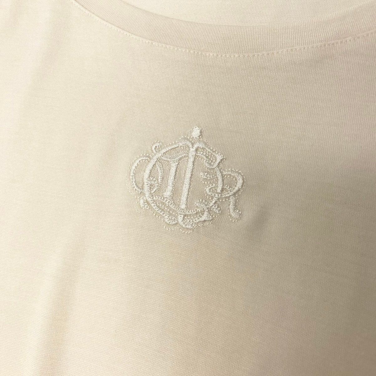 Dior Embroidered Emblem Short Sleeve T-Shirt — view 7