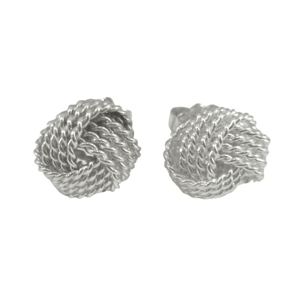 Tiffany & Co Polished Twist Knot Somerset Earrings Mesh Silver