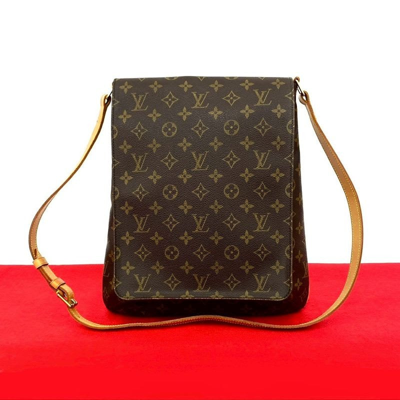 Louis Vuitton Vintage Musette Leather Shoulder Bag Pochette Sacoche Brown 63385