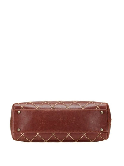 Chanel CC Wild Stitch Vintage Quilted Bowler Hand Bag Lambskin