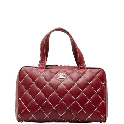 Chanel CC Wild Stitch Vintage Quilted Bowler Hand Bag Lambskin